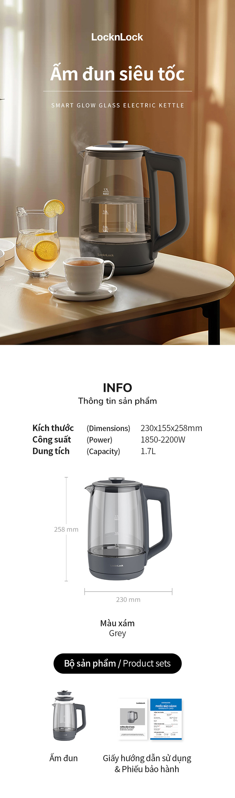 am dun sieu toc 5 muc nhiet locknlock smart glow glass electric kettle 1 7l ejk276gry description 1785046780