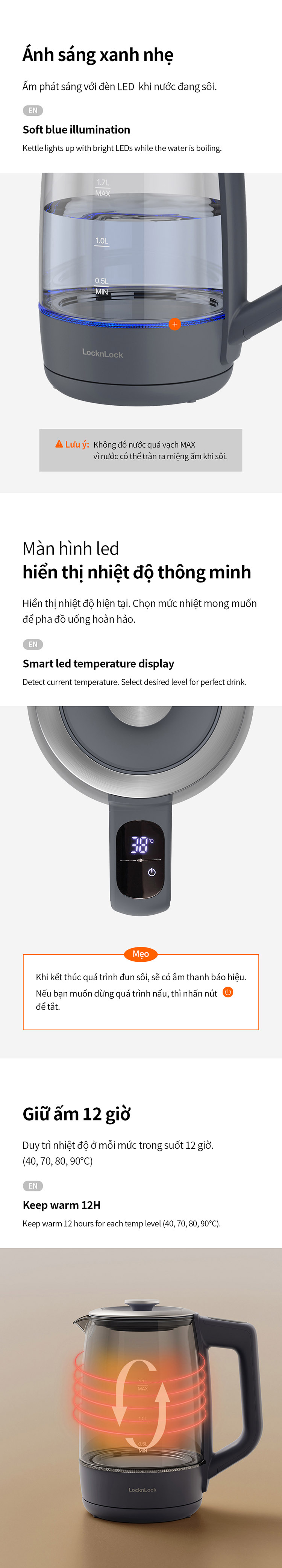 am dun sieu toc 5 muc nhiet locknlock smart glow glass electric kettle 1 7l ejk276gry description 1785046782