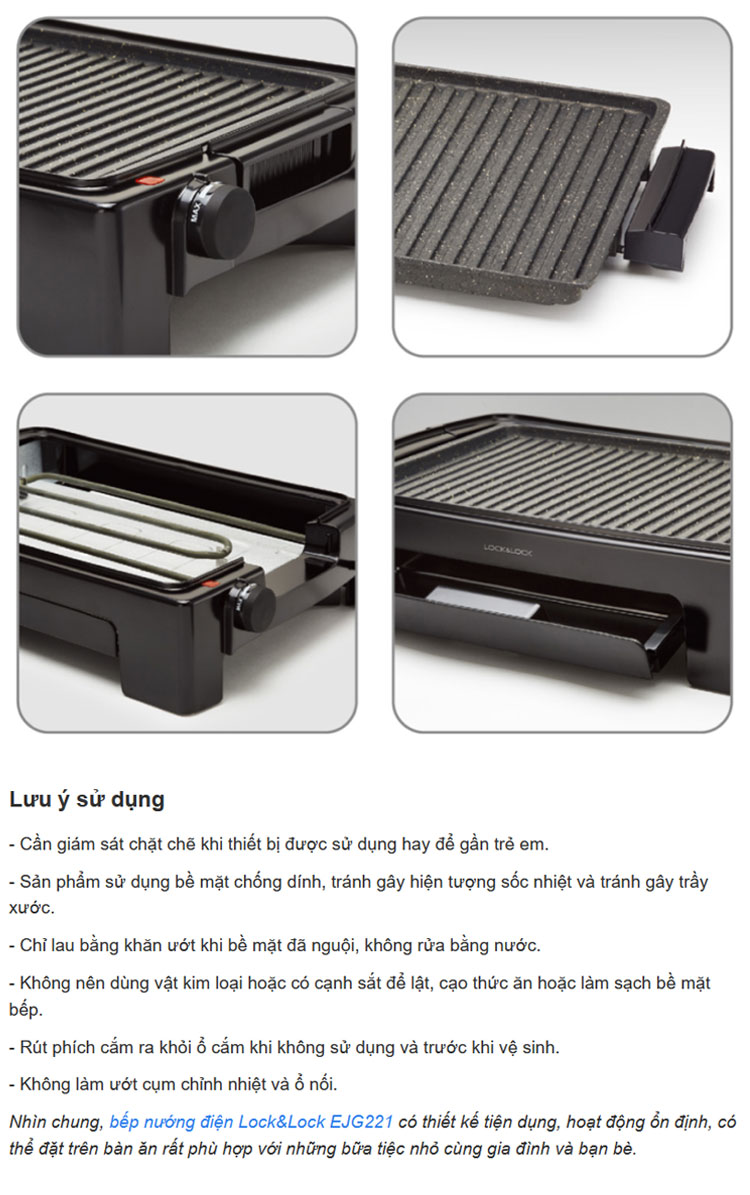 Bếp Nướng Điện LocknLock, 506*140*340mm, 220~240V - Màu Đen - EJG221 4 ap voucher 25 gia chi 796 500 bep nuong dien locknlock 506140340mm 220240v mau den ejg221 description 1785046193 1