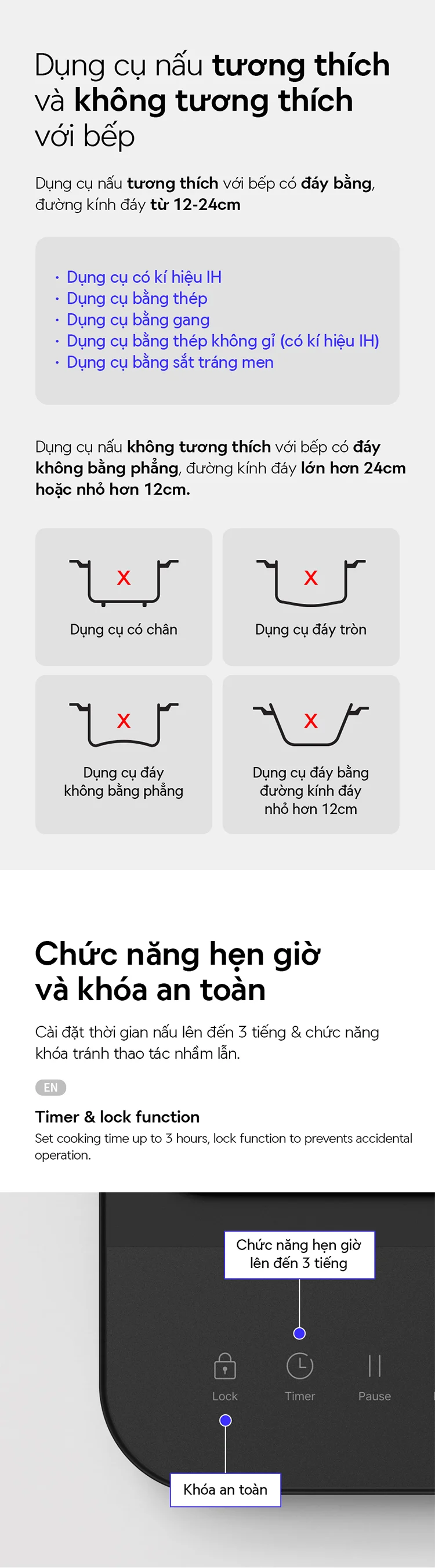Bếp điện từ LocknLock Induction Cooker 2000W - Màu đen - EJI351BLK 9 bep dien tu locknlock induction cooker 2000w mau den eji351blk description 1785046014 1