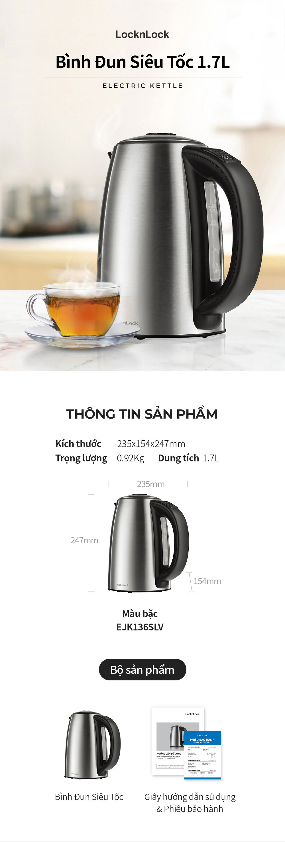 binh dun sieu toc locknlock 1 7l 220 240v 50 60hz 1850 2200w mau bac ejk136slv description 1785046932