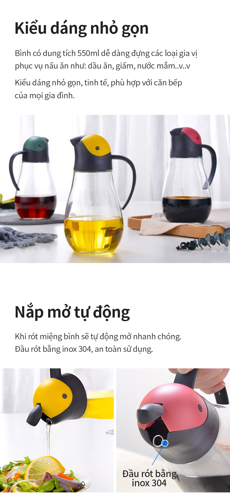 binh dung dau bang thuy tinh voi nap mo tu dong locklock 550ml 3 mau xanh la cay tim vang cko201 description 1785060764