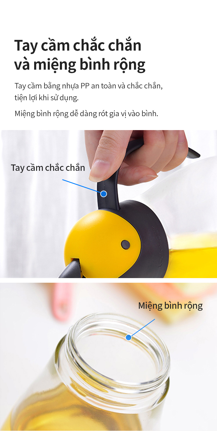 binh dung dau bang thuy tinh voi nap mo tu dong locklock 550ml 3 mau xanh la cay tim vang cko201 description 1785060765