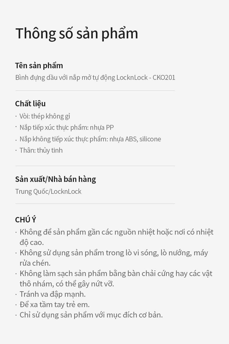 binh dung dau bang thuy tinh voi nap mo tu dong locklock 550ml 3 mau xanh la cay tim vang cko201 description 1785060766