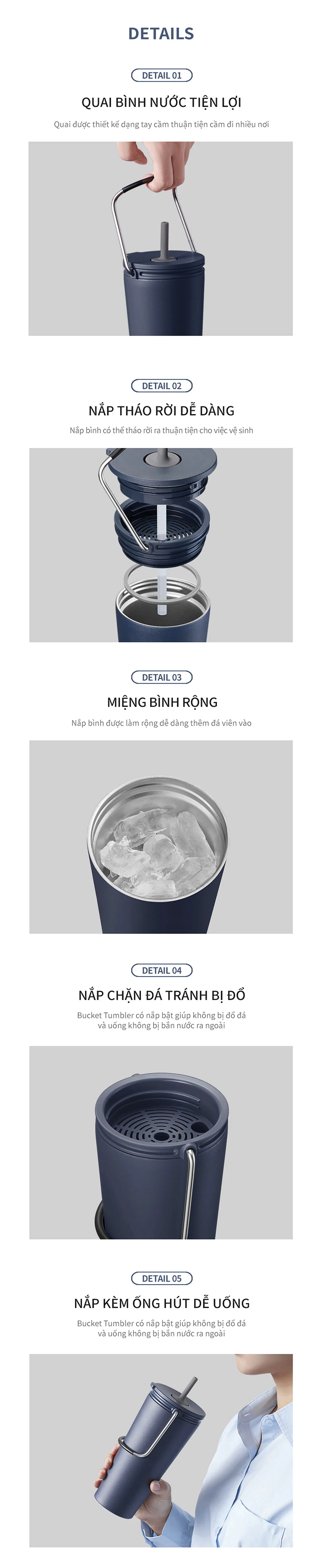 binh giu nhiet co ong hut locknlock bucket tumbler with straw 3 mau hong dam xanh navy trang lhc4268 description 1785055980
