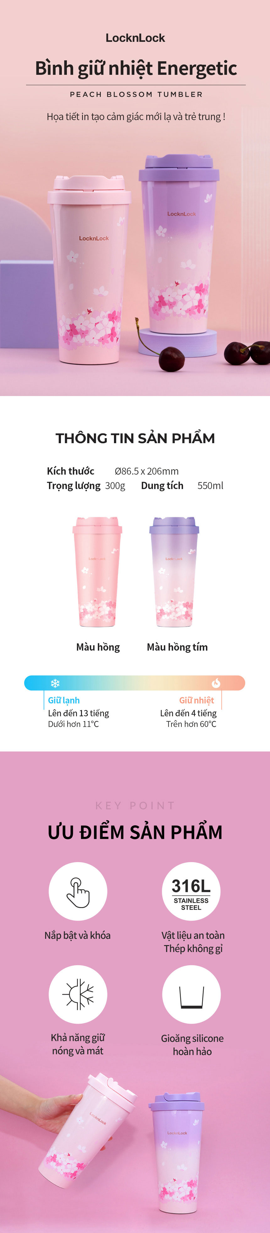 binh giu nhiet locknlock energetic tumbler peach blossom 550ml 2 mau hong tim description 1785055837