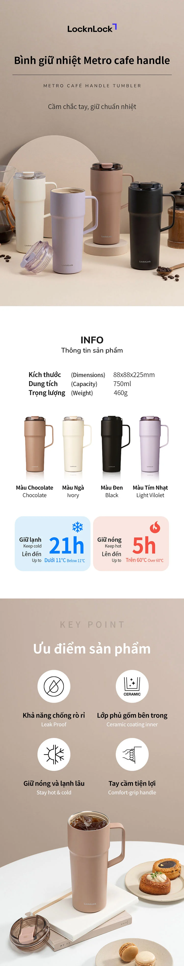 Bình Giữ Nhiệt LocknLock Metro Cafe 750ml, Thép Phủ Sứ - LHC4418 14 binh giu nhiet locknlock metro cafe 750ml thep phu su lhc4418 description 1785055454