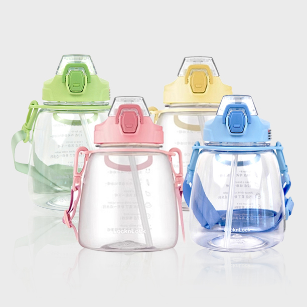binh nhua tre em locknlock plastic water bottle 1 2l 4 mau xanh la hong vang xanh duong abf648 description 1785057838