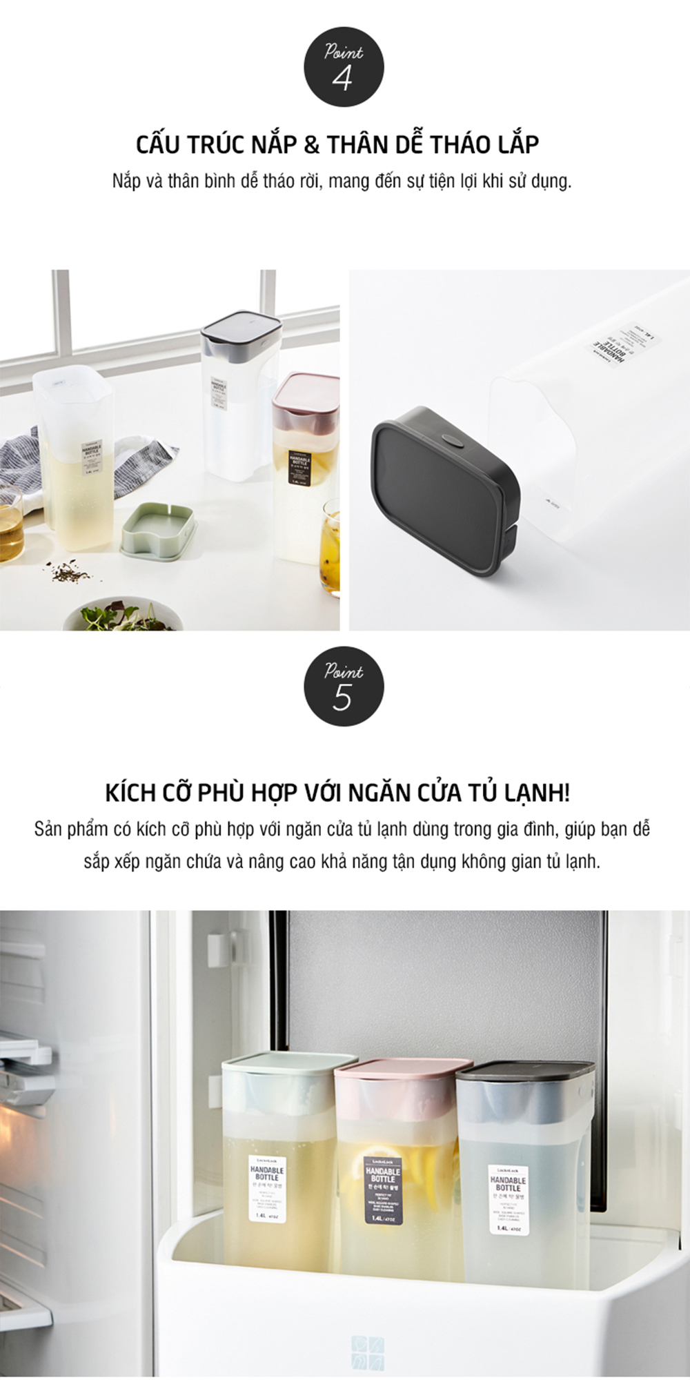 binh nuoc handle bottle locknlock 1 4l pvn 3 mau xam xanh mint hong hap817 description 1785058752