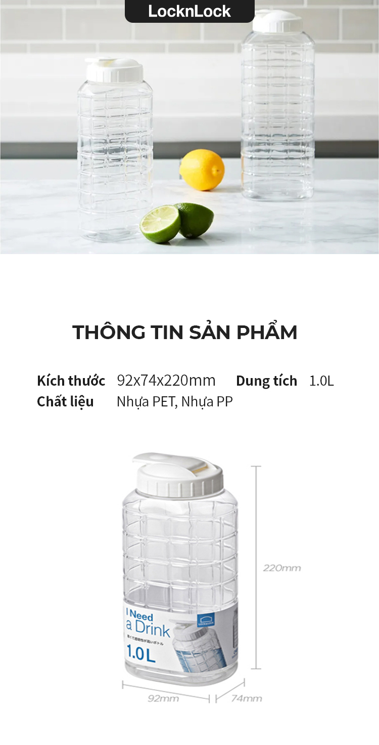 binh nuoc jug 1 0l nap mau trang locknlock hap810 description 1785058670
