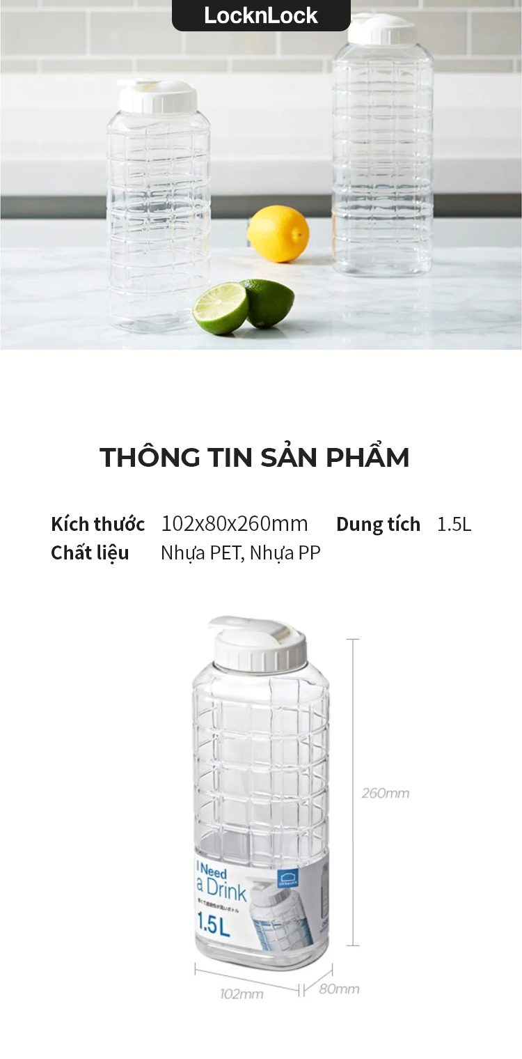 binh nuoc jug 1 5l nap mau trang locknlock hap812 description 1785058693