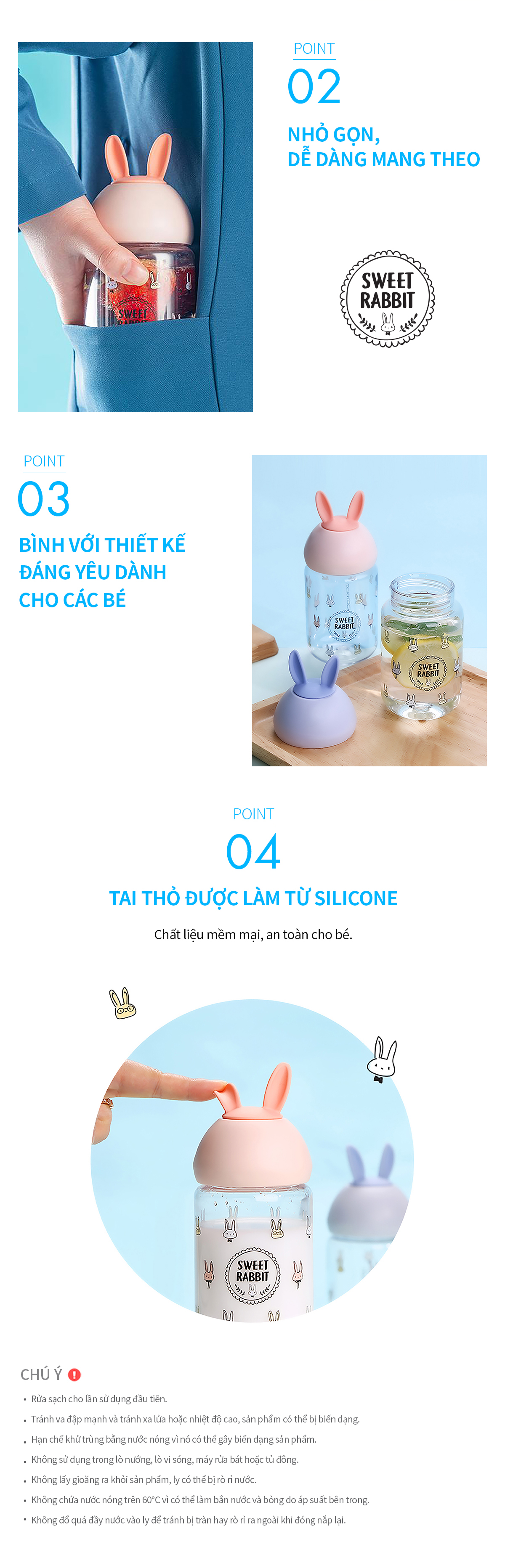 binh nuoc tre em cute bottle 380ml 2 mau xanh duong hong locknlock abf652 description 1785058372