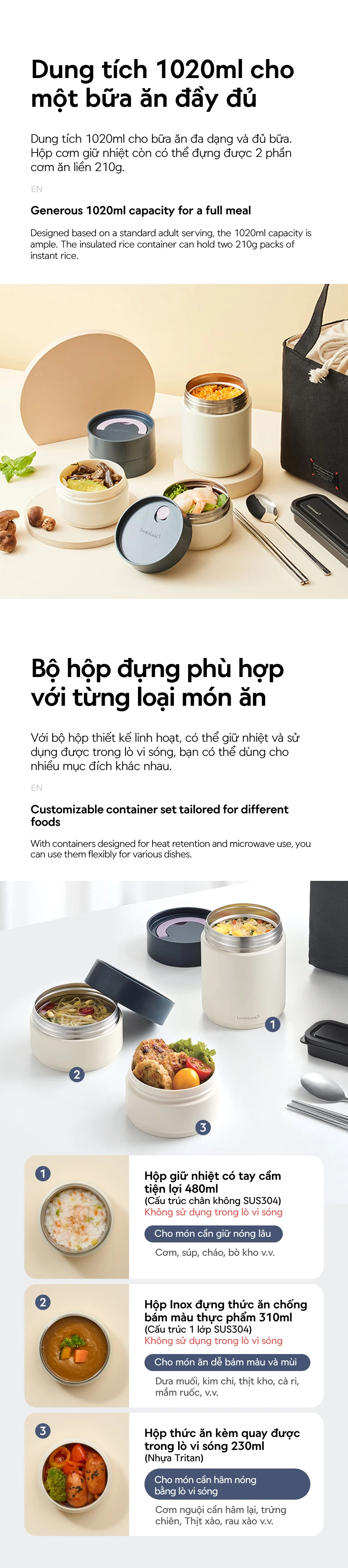 Bộ hộp cơm giữ nhiệt LocknLock All-Fit Lunch Box (230ml*1, 310ml*1, 480ml*1, bộ đũa và thìa, túi) - LHC8014IVY 15 bo hop com giu nhiet locknlock all fit lunch box 230ml1 310ml1 480ml1 bo dua va thia tui lhc8014ivy description 1785059379