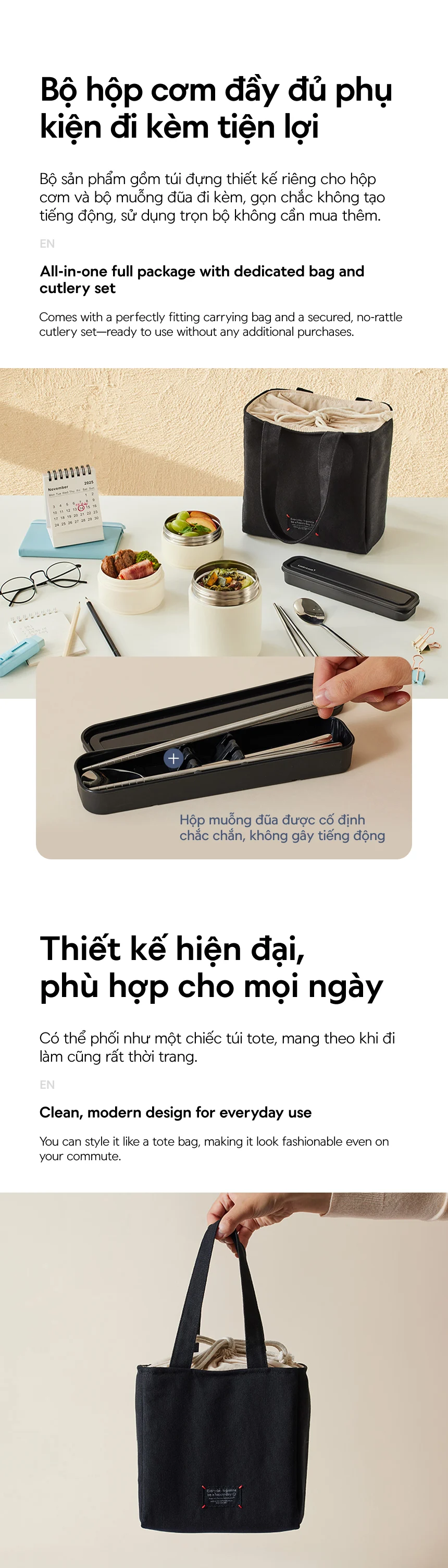 Bộ hộp cơm giữ nhiệt LocknLock All-Fit Lunch Box (230ml*1, 310ml*1, 480ml*1, bộ đũa và thìa, túi) - LHC8014IVY 17 bo hop com giu nhiet locknlock all fit lunch box 230ml1 310ml1 480ml1 bo dua va thia tui lhc8014ivy description 1785059381