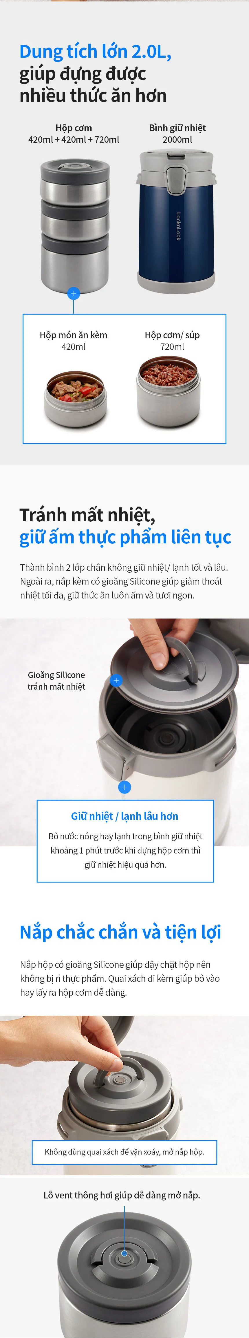 bo hop com giu nhiet locknlock easy carry 2 0l 720ml1 420ml2 bo muong va nia1 tui dung1 2 mau xanh trang lhc8039 description 1785059308