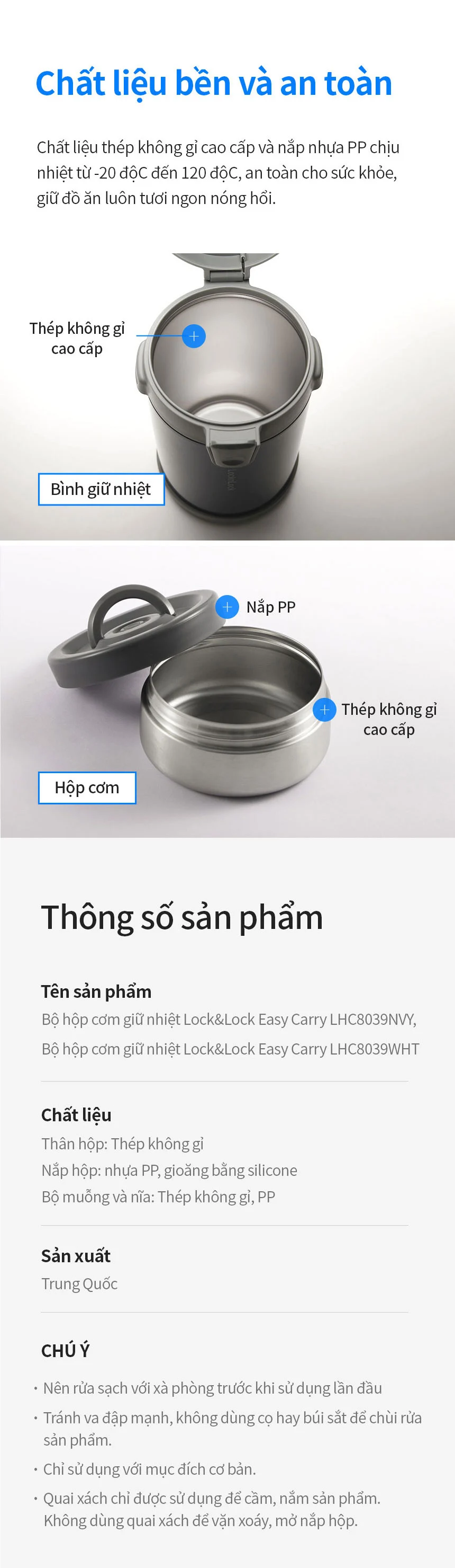 bo hop com giu nhiet locknlock easy carry 2 0l 720ml1 420ml2 bo muong va nia1 tui dung1 2 mau xanh trang lhc8039 description 1785059309