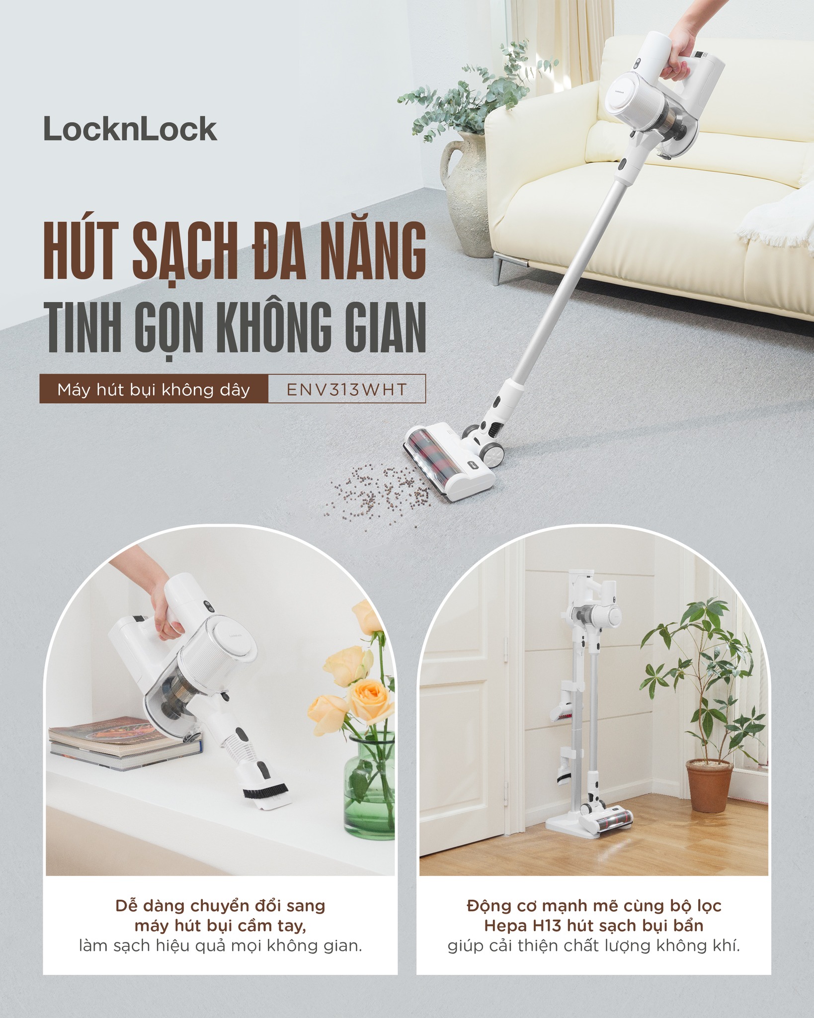 Giá Đỡ Kèm Sạc Lock&Lock, Charging Stand 300x300x1170mm, Màu Trắng - ENV313WHT_ACS 5 gia do kem sac locklock charging stand 300x300x1170mm mau trang env313wht acs description 1785050921