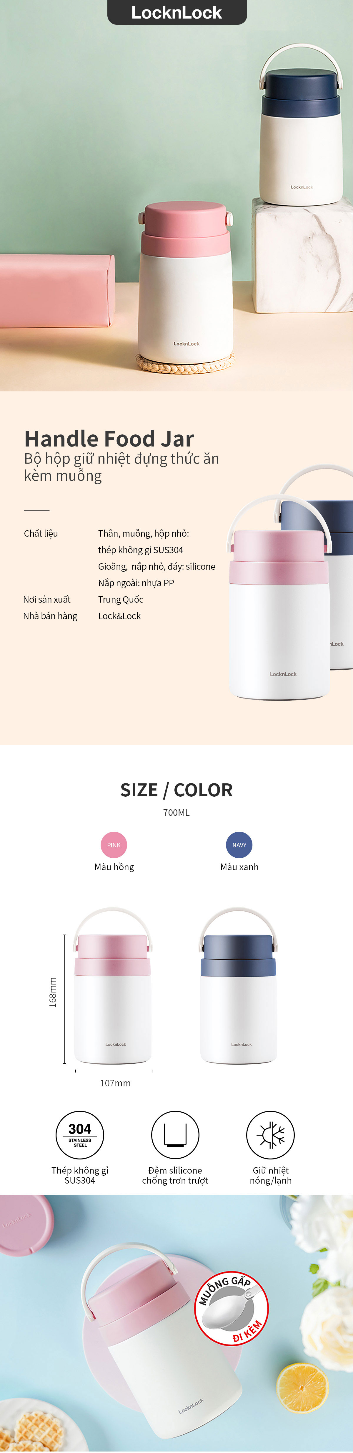 hop giu nhiet dung do an co tay cam handle food jar locknlock 700ml 2 mau navy hong lhc8042 description 1785059348