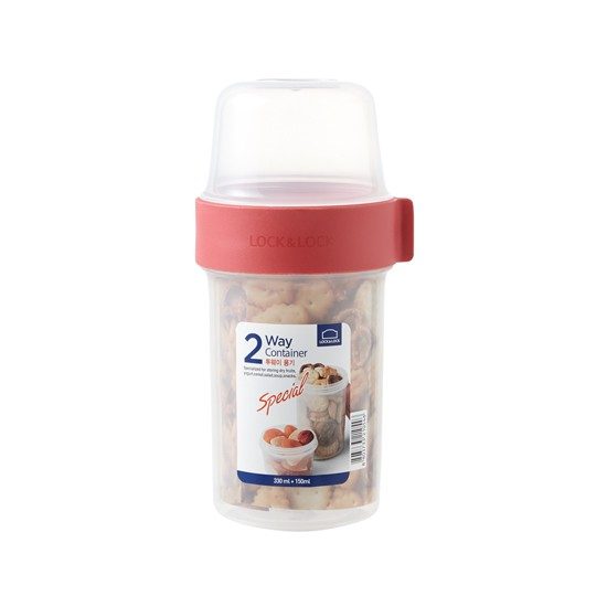 Hộp Nhựa LocknLock Twist Two Way 330ml + 150ml - Nắp Màu Đỏ - LLS213R 4 Hộp Nhựa Lock&Lock Twist Two Way 330ml+150ml - Nắp Màu đỏ-LLS213R - Chuyên Sỉ Hàng Lock&Lock Chính Hãng