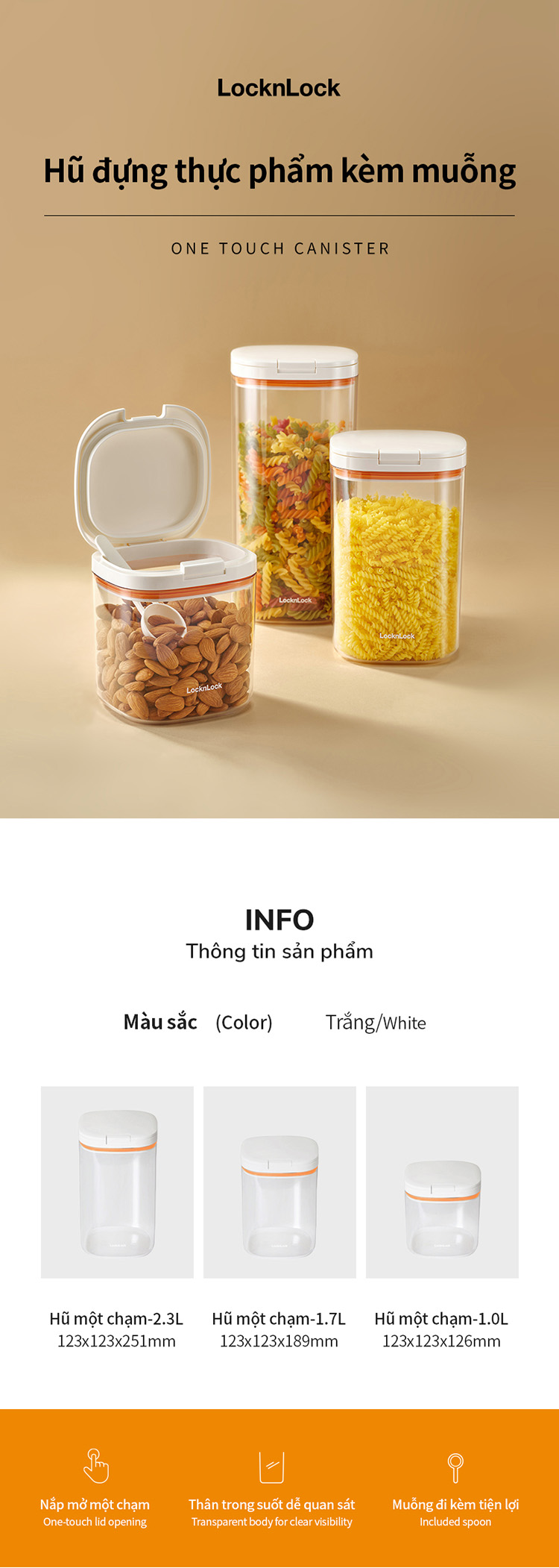 hu dung thuc pham kem muong one touch canister 2 3l 1 7l 1l mau trang hte904 hte905 hte906 description 1785060607
