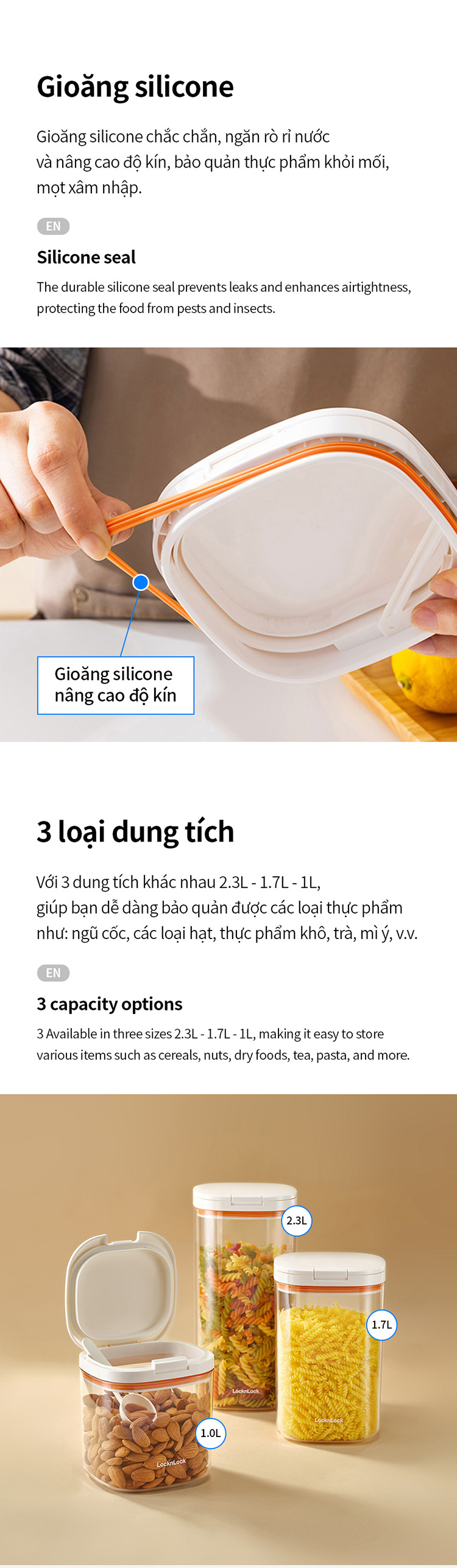 hu dung thuc pham kem muong one touch canister 2 3l 1 7l 1l mau trang hte904 hte905 hte906 description 1785060609