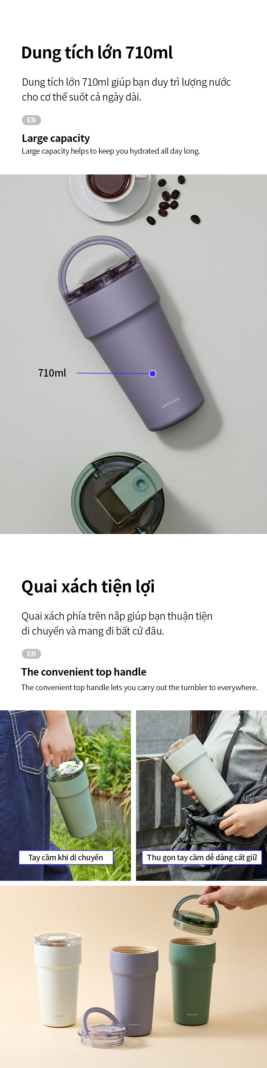 Ly Giữ Nhiệt LocknLock 710ml Thép Phủ Sứ, Có Ống Hút 3 màu - LHC4416 13 ly giu nhiet locknlock 710ml thep phu su co ong hut 3 mau lhc4416 description 1785055809