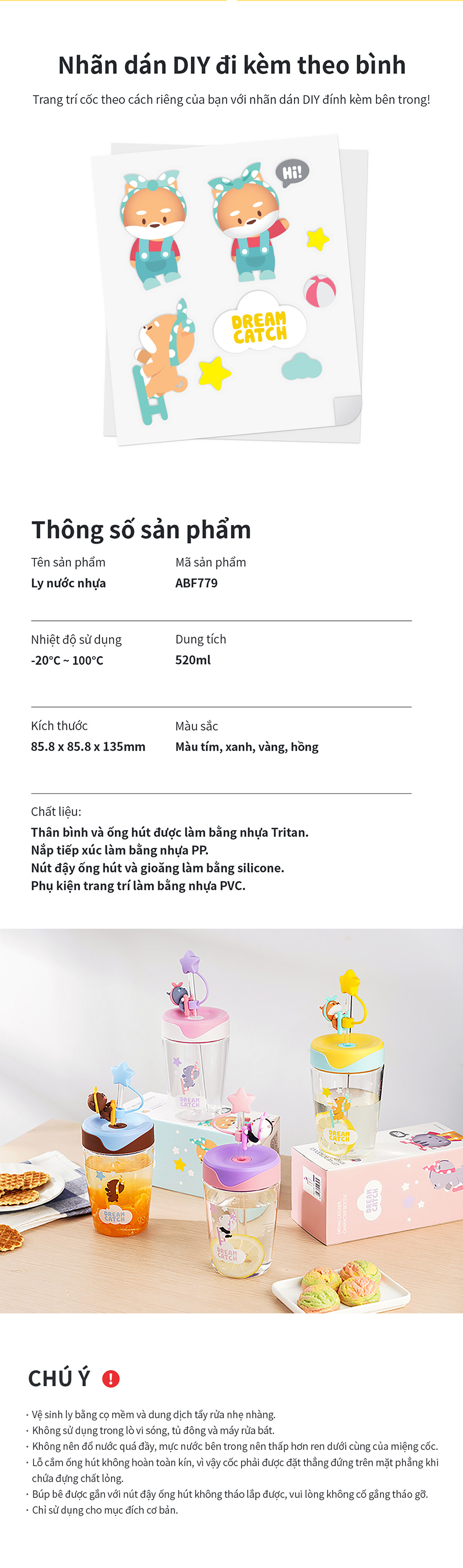ly nhua dream catcher 520ml co nap day ong hut 4 mau xanh duong hong tim vang locknlock abf779 description 1785057996