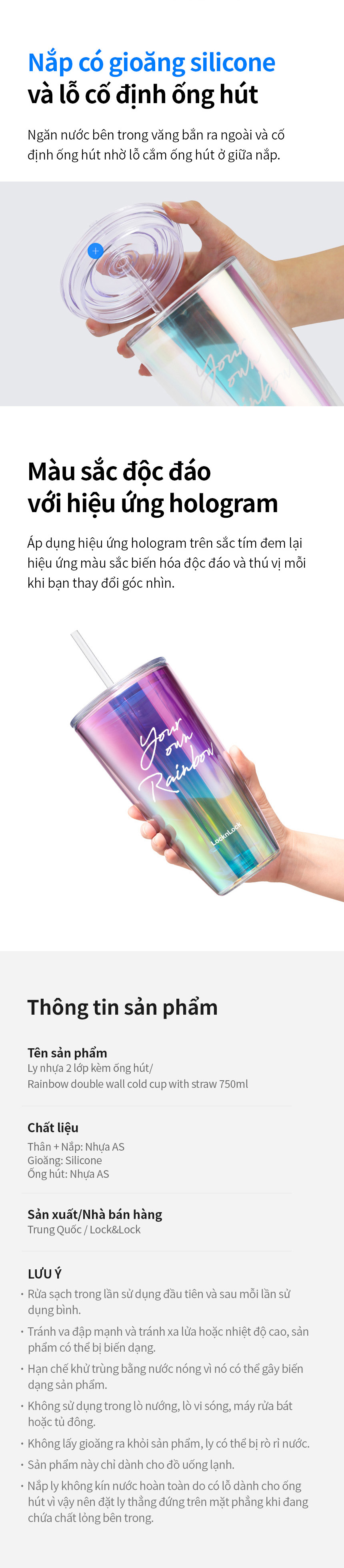 Ly Nhựa Hai Lớp LocknLock Rainbow Double Wall Cold Cup 750ml - 2 Màu (Tím, Trắng) - HAP507 8 ly nhua hai lop locknlock rainbow double wall cold cup 750ml 2 mau tim trang hap507 description 1785057731