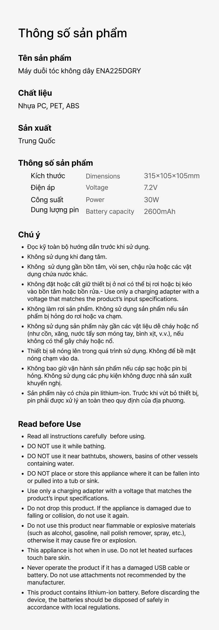 may duoi toc khong day locknlock 3 muc nhiet 30w mau xam ena225dgry description 1785052640