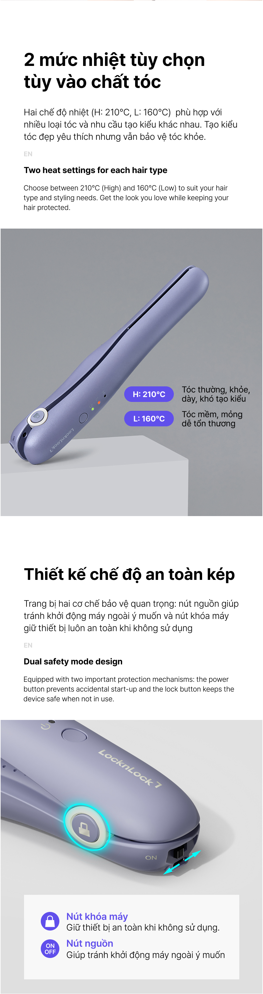 may duoi toc khong day tam phu nhiet ceramic locknlock 15w mau tim ena224pup description 1785052605
