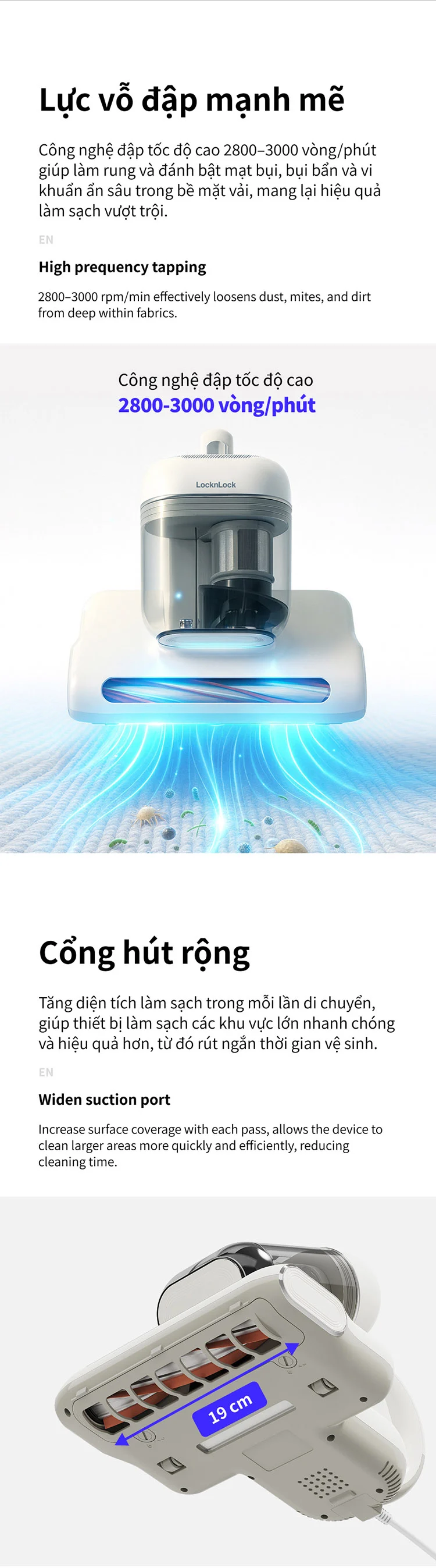 Máy hút bụi giường nệm LocknLock 300W, 0.5L - Màu ngà - ENV818IVY 11 may hut bui giuong nem locknlock 300w 0 5l mau nga env818ivy description 1785050871 1