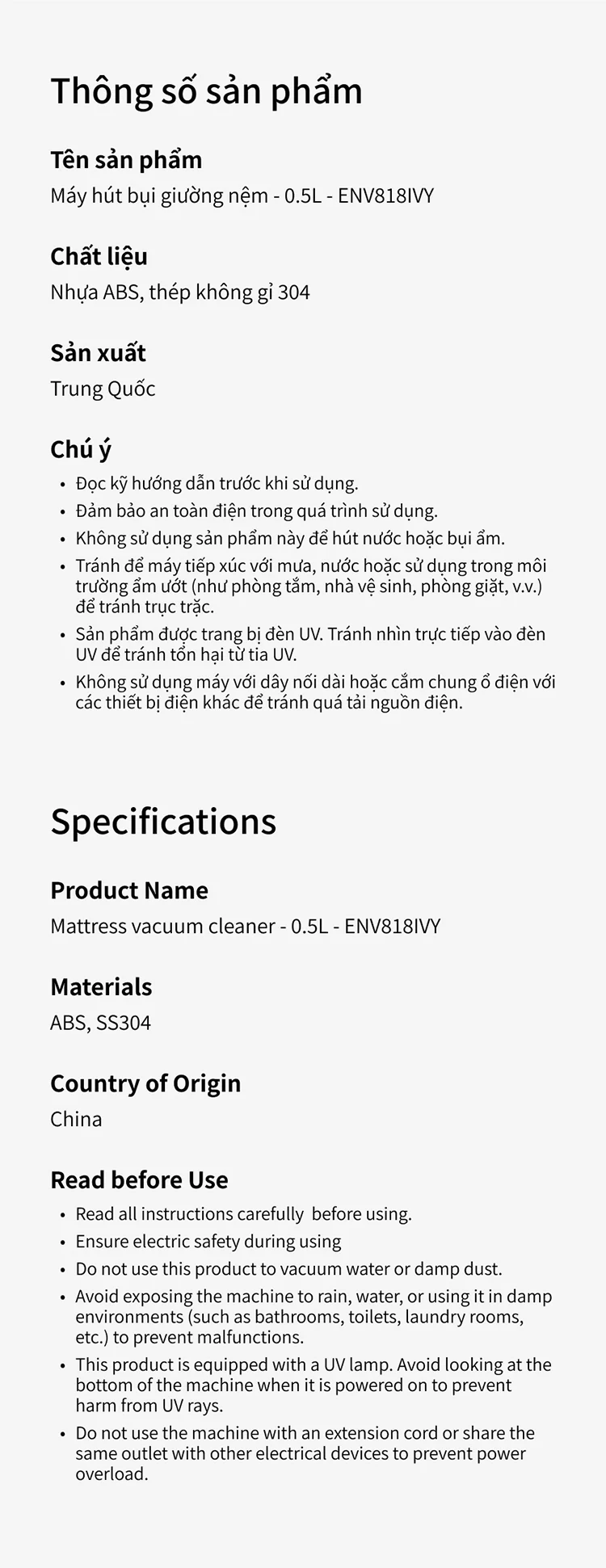 Máy hút bụi giường nệm LocknLock 300W, 0.5L - Màu ngà - ENV818IVY 13 may hut bui giuong nem locknlock 300w 0 5l mau nga env818ivy description 1785050873