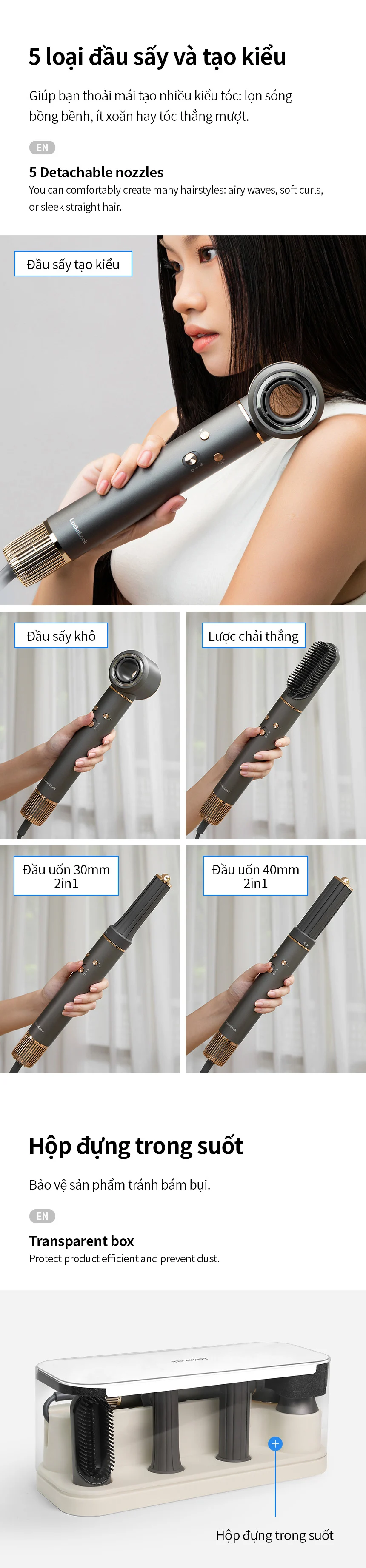 may say tao kieu toc locknlock multi hair dryer 220v 1300w 50hz mau xam ena426gry description 1785052700