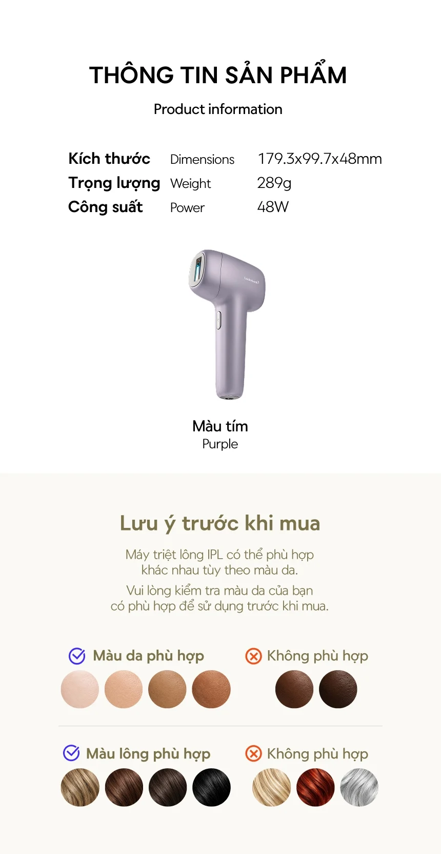 Máy Triệt Lông tại nhà IPL LocknLock Ice Cooling, 9 Mức Năng Lượng, Bước Sóng 600-1200nm, Màn Hình LCD, Chế Độ Tự Động - ENC311PUP 10 may triet long tai nha ipl locknlock ice cooling 9 muc nang luong buoc song 600 1200nm man hinh lcd che do tu dong enc311pup description 1785052787