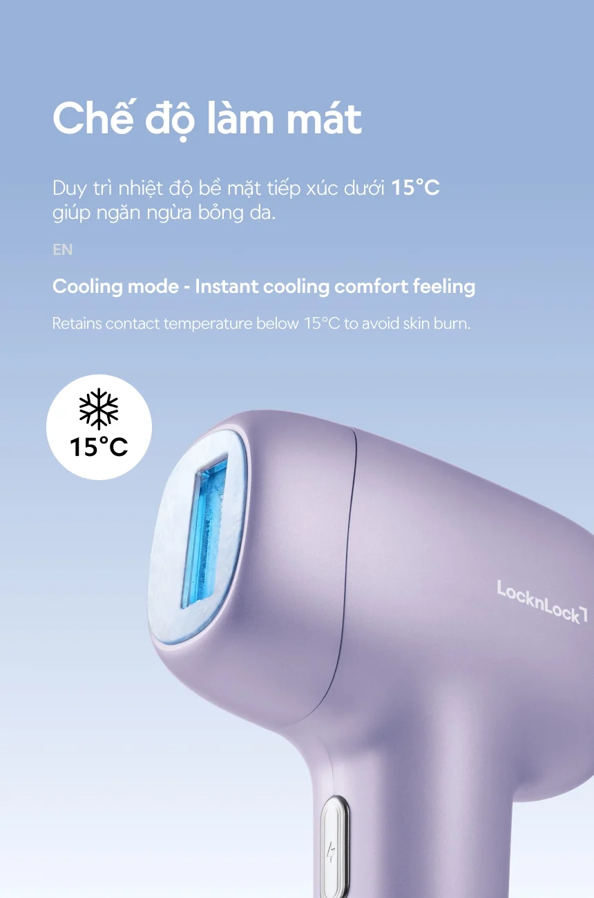 Máy Triệt Lông tại nhà IPL LocknLock Ice Cooling, 9 Mức Năng Lượng, Bước Sóng 600-1200nm, Màn Hình LCD, Chế Độ Tự Động - ENC311PUP 14 may triet long tai nha ipl locknlock ice cooling 9 muc nang luong buoc song 600 1200nm man hinh lcd che do tu dong enc311pup description 1785052789