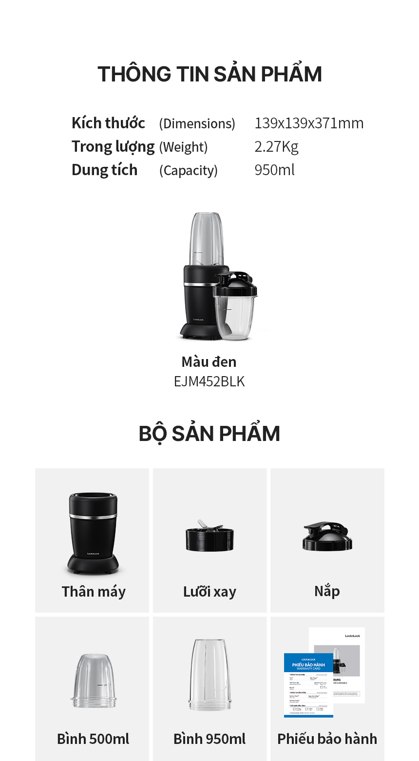 Máy xay sinh tố Locknlock 950ml Duo Turbo Blender- Màu đen - EJM452BLK 14 may xay sinh to locknlock 950ml duo turbo blender mau den ejm452blk description 1785044757