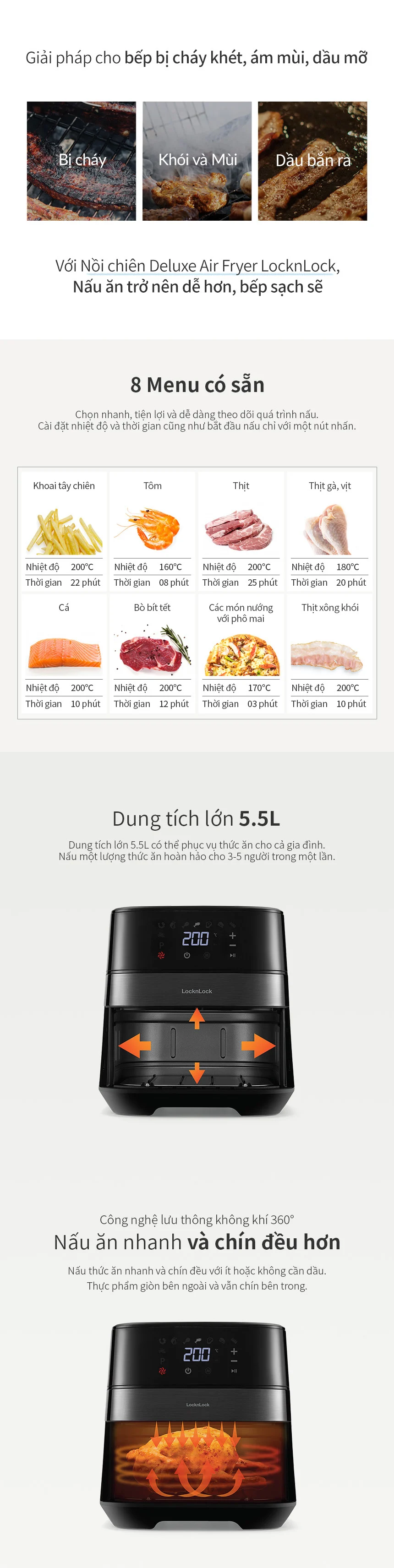 Nồi Chiên Không Dầu LocknLock Air Fryer 5.5L - Màu Đen - EJF284BLK 5 noi chien khong dau locknlock air fryer 5 5l mau den ejf284blk description 1785041263 1