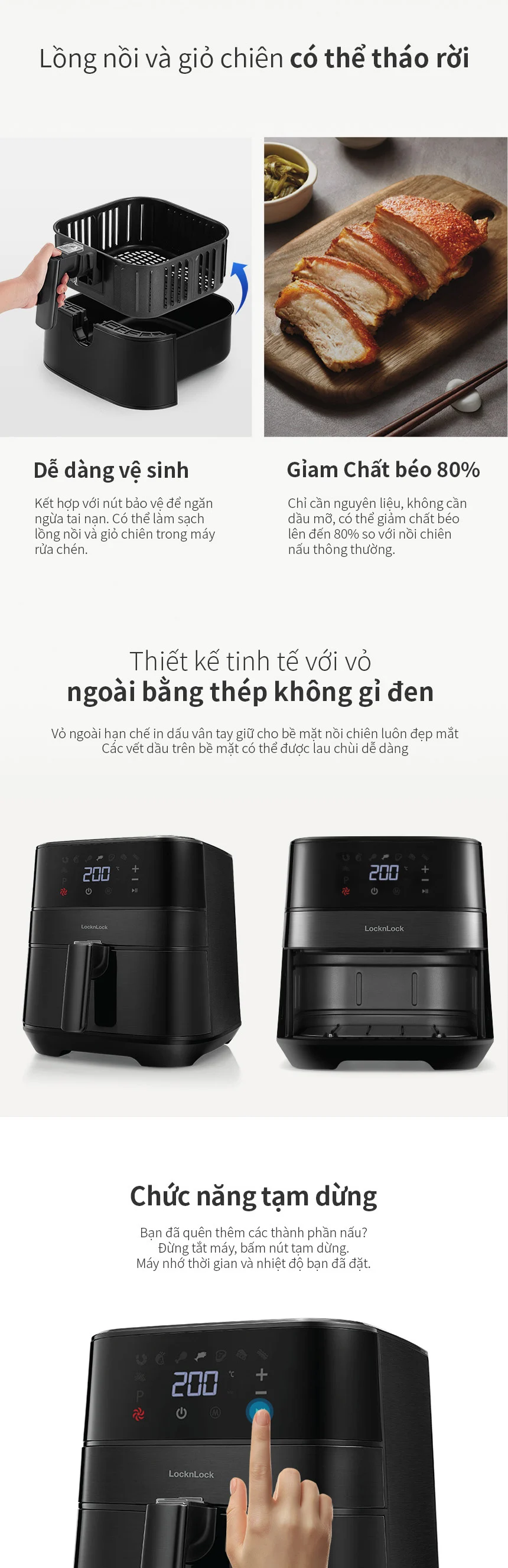 Nồi Chiên Không Dầu LocknLock Air Fryer 5.5L - Màu Đen - EJF284BLK 6 noi chien khong dau locknlock air fryer 5 5l mau den ejf284blk description 1785041264