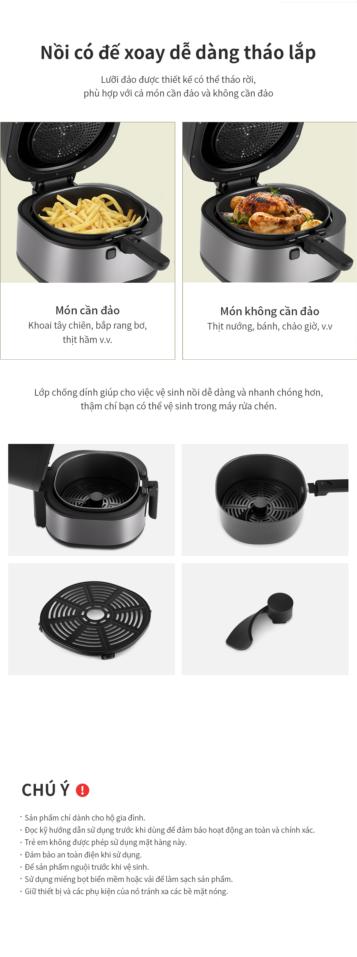 noi chien khong dau visible stirring air fryer 7 2l 220v 50hz 1800w mau den locknlock ejf596blk description 1785043665