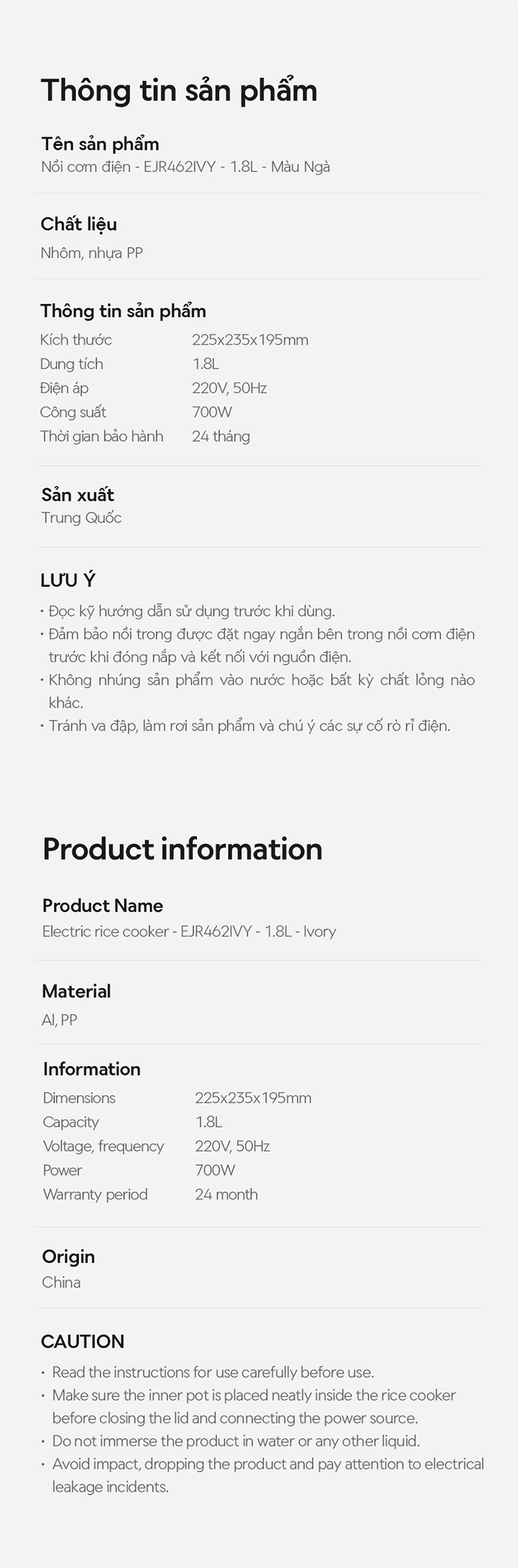 Nồi cơm điện LocknLock 220V, 50Hz, 700W, 1.8L – Màu ngà - EJR462IVY 12 noi com dien locknlock 220v 50hz 700w 1 8l mau nga ejr462ivy description 1785047440