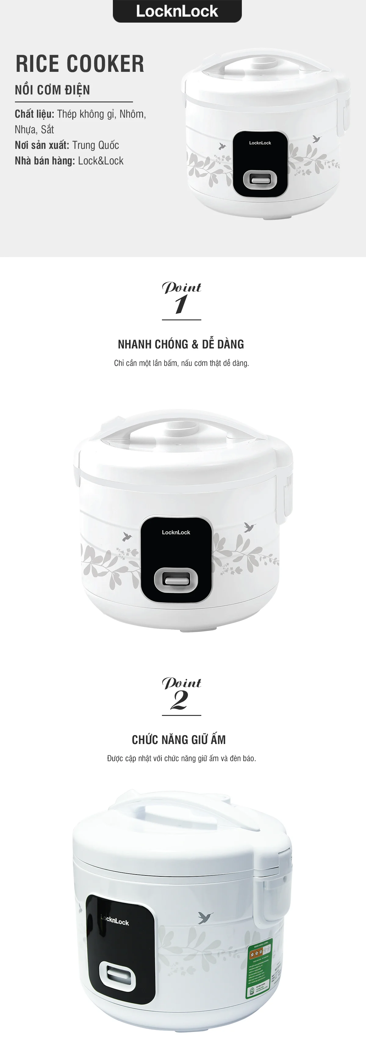 noi com dien locknlock 220v 700w 50hz 1 8l mau trang ejr626wht description 1785047577