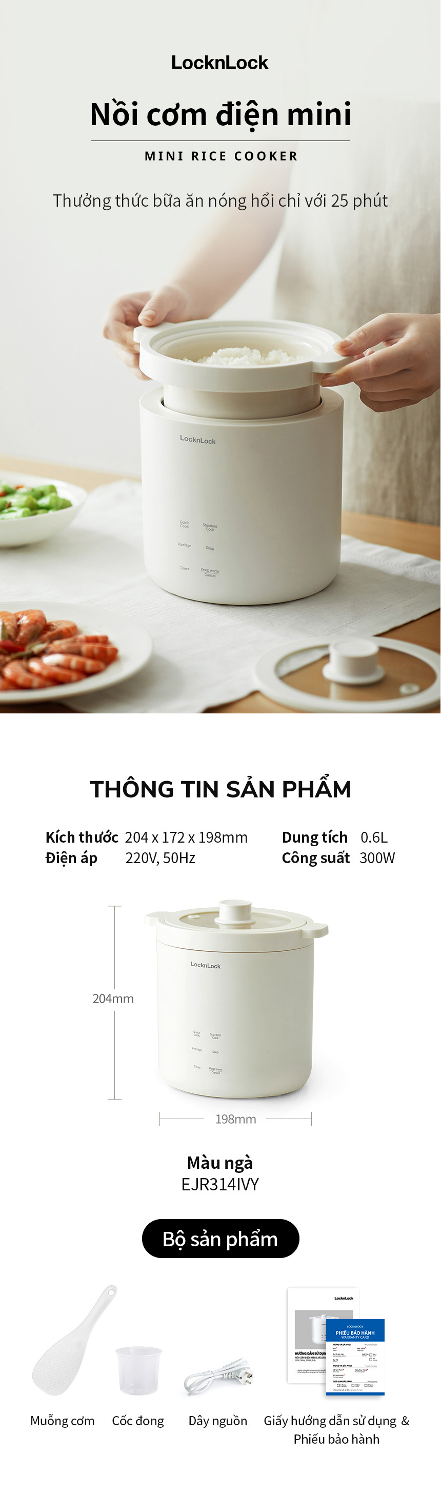 noi com dien mini locknlock bianco mini rice cooker 220v 50hz 300w 0 6l mau nga ejr314ivy description 1785047416