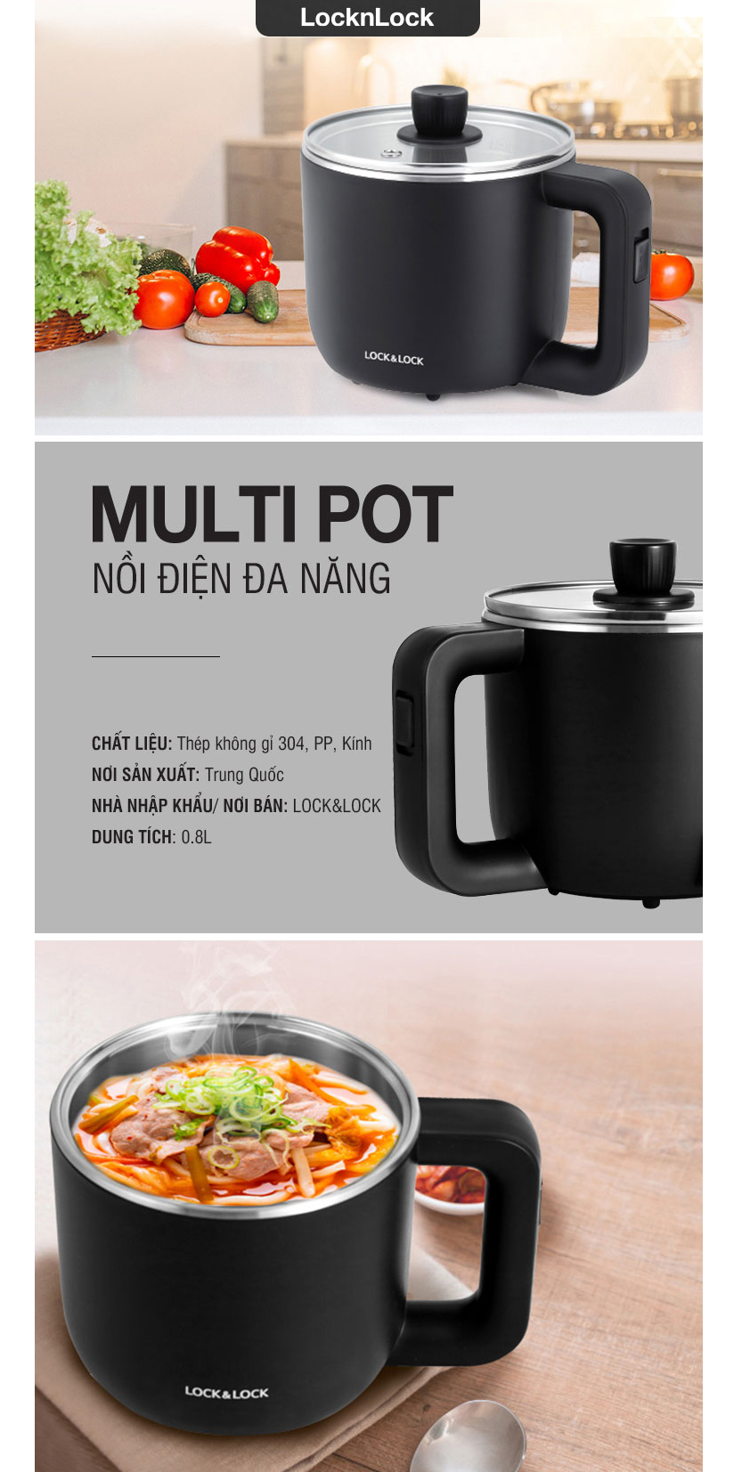noi dien da nang 0 8l 220v 50hz 600w mau den locknlock ejp116blk description 1785046512