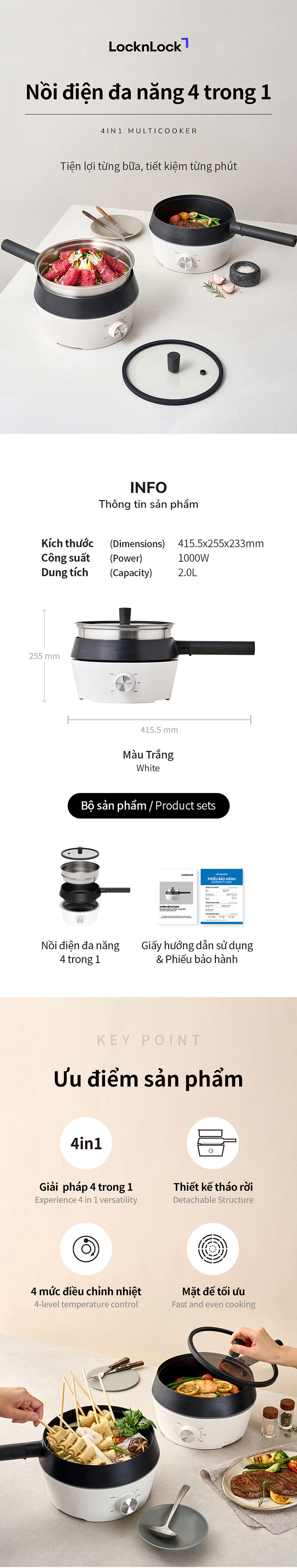 Nồi Điện Đa Năng 4 Trong 1 EJP421WHT LocknLock 2.0L Tiện Lợi 7 noi dien da nang 4 trong 1 ejp421wht locknlock 2 0l tien loi description 1785046481