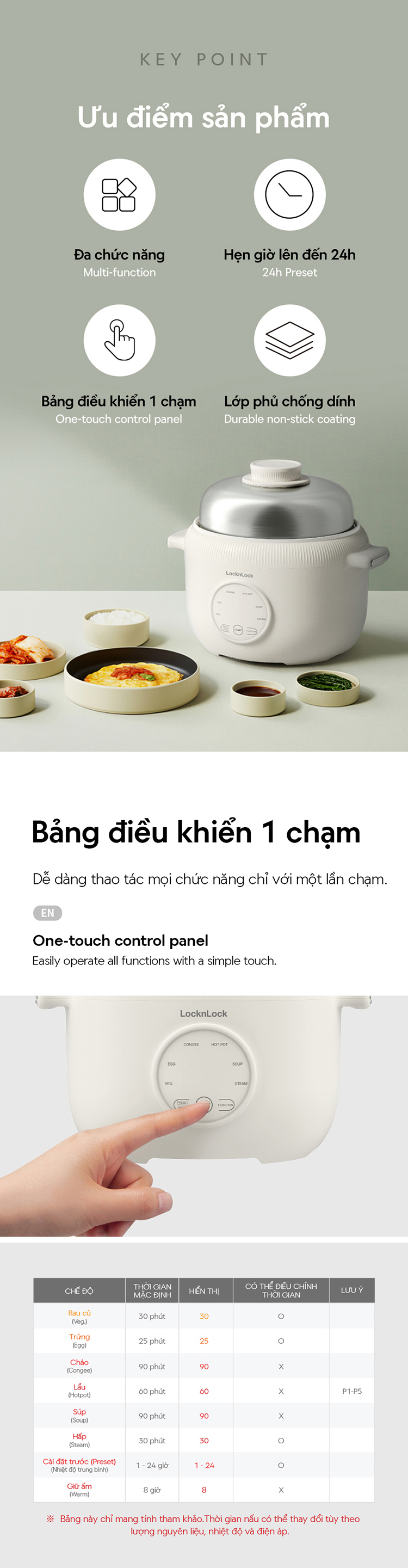 Nồi điện đa năng LocknLock Digital multipot 1.6L- Màu ngà - EJP186IVY 8 noi dien da nang locknlock digital multipot 1 6l mau nga ejp186ivy description 1785046581