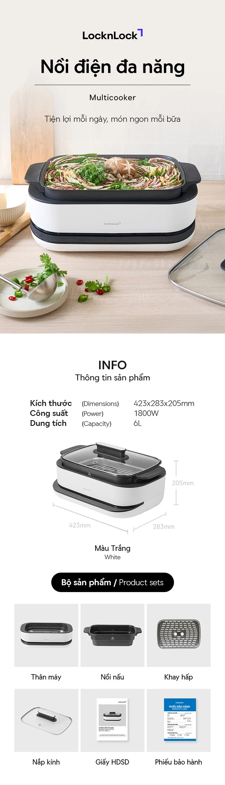 Nồi điện đa năng LocknLock dung tích 6L - Màu trắng - EJP261WHT 8 noi dien da nang locknlock dung tich 6l mau trang ejp261wht description 1785046527
