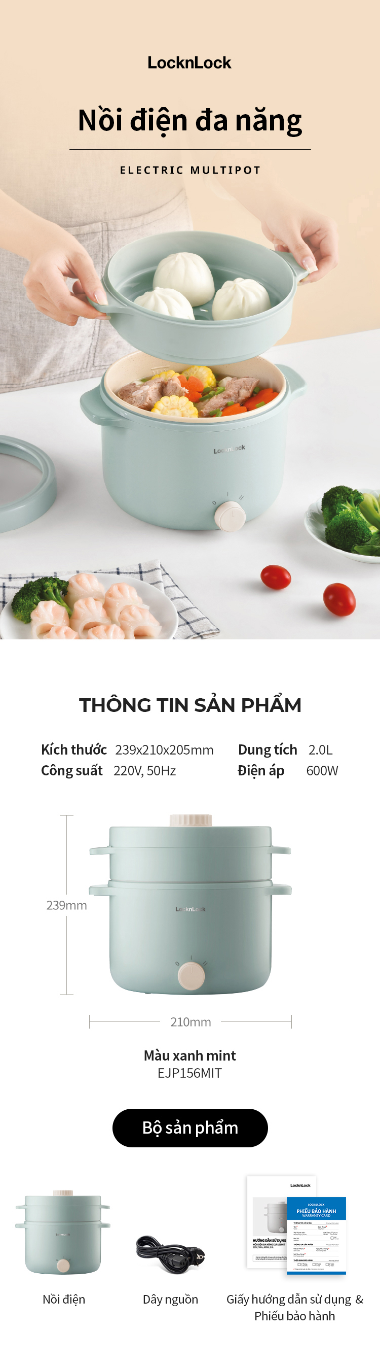 noi dien da nang locknlock electric multi pot 220v 50hz 600w 2 0l mau mint ejp156 description 1785046565