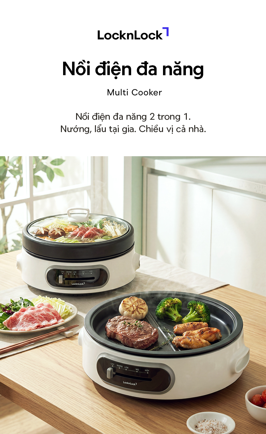 NồI Điện Đa Năng Locknlock Multi Cooker 220 - 240V, 50/60Hz, 1300 - 1500W, 4L - Màu Trắng - EJP544WHT 6 noi dien da nang locknlock multi cooker 220 240v 50 60hz 1300 1500w 4l mau trang ejp544wht description 1785046446