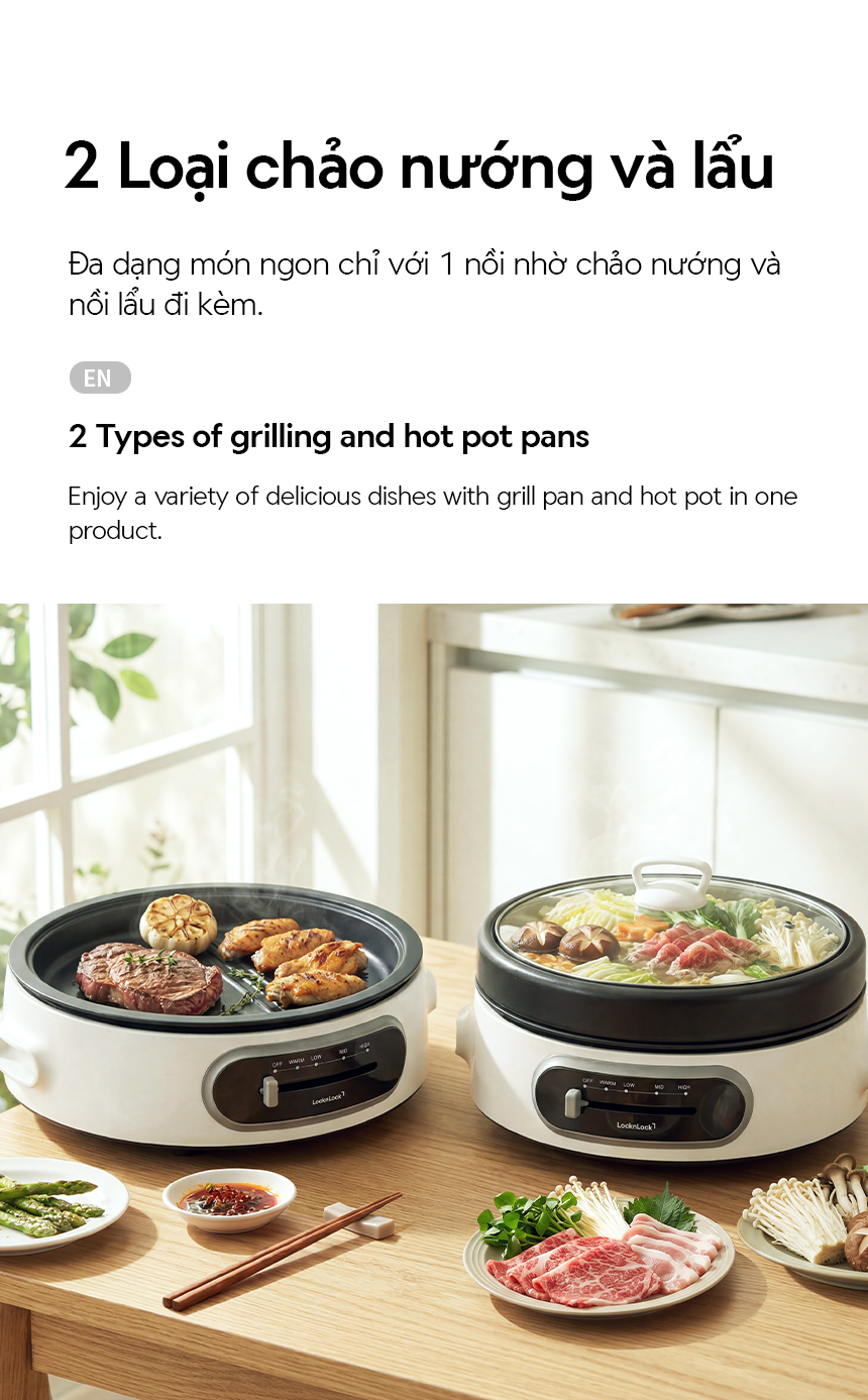 NồI Điện Đa Năng Locknlock Multi Cooker 220 - 240V, 50/60Hz, 1300 - 1500W, 4L - Màu Trắng - EJP544WHT 9 noi dien da nang locknlock multi cooker 220 240v 50 60hz 1300 1500w 4l mau trang ejp544wht description 1785046449