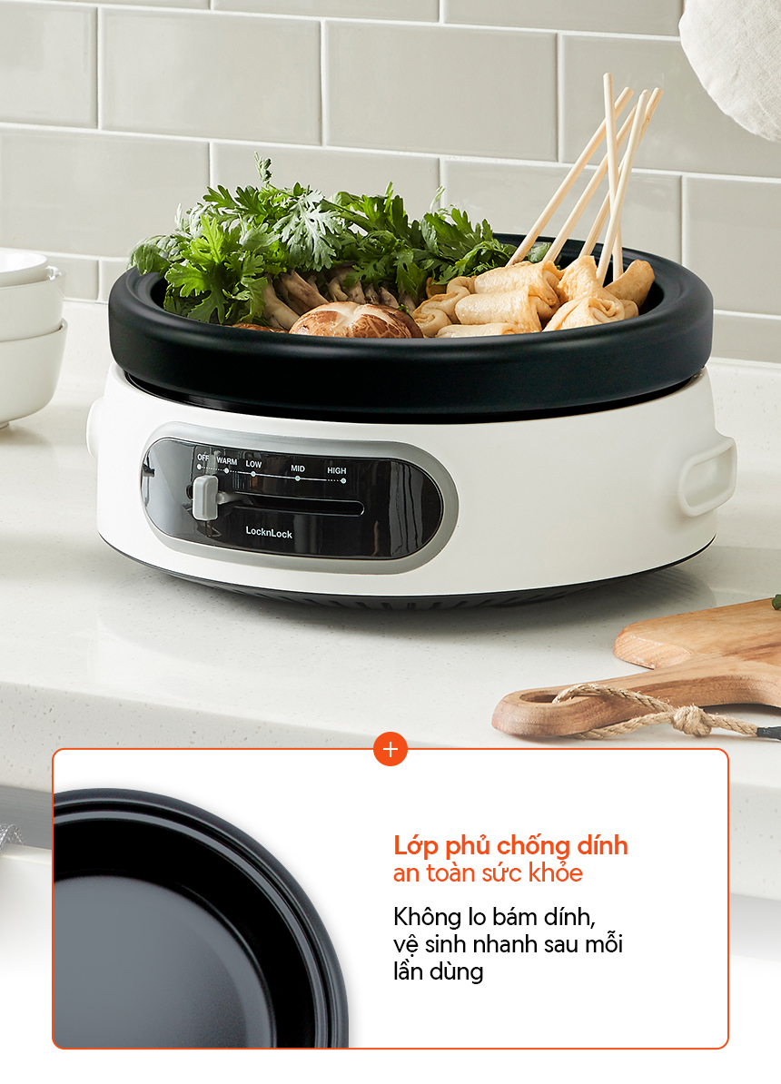 NồI Điện Đa Năng Locknlock Multi Cooker 220 - 240V, 50/60Hz, 1300 - 1500W, 4L - Màu Trắng - EJP544WHT 15 noi dien da nang locknlock multi cooker 220 240v 50 60hz 1300 1500w 4l mau trang ejp544wht description 1785046452
